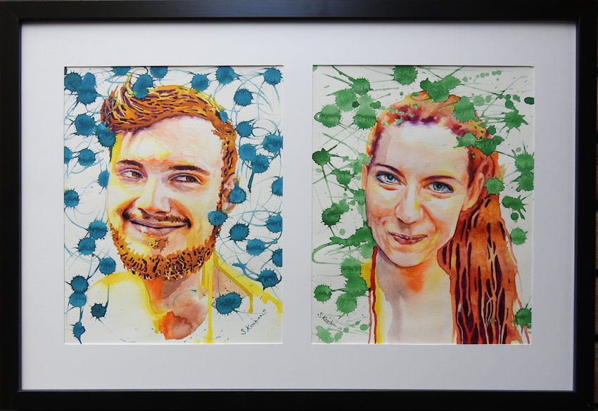 Hochzeitsportrait in Aquarell von Sabine Koschier